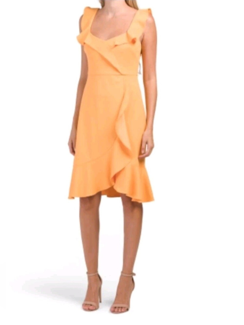 New Laundry By Shelli Segal Faux Wrap Ruffle Detail Dress Size 8